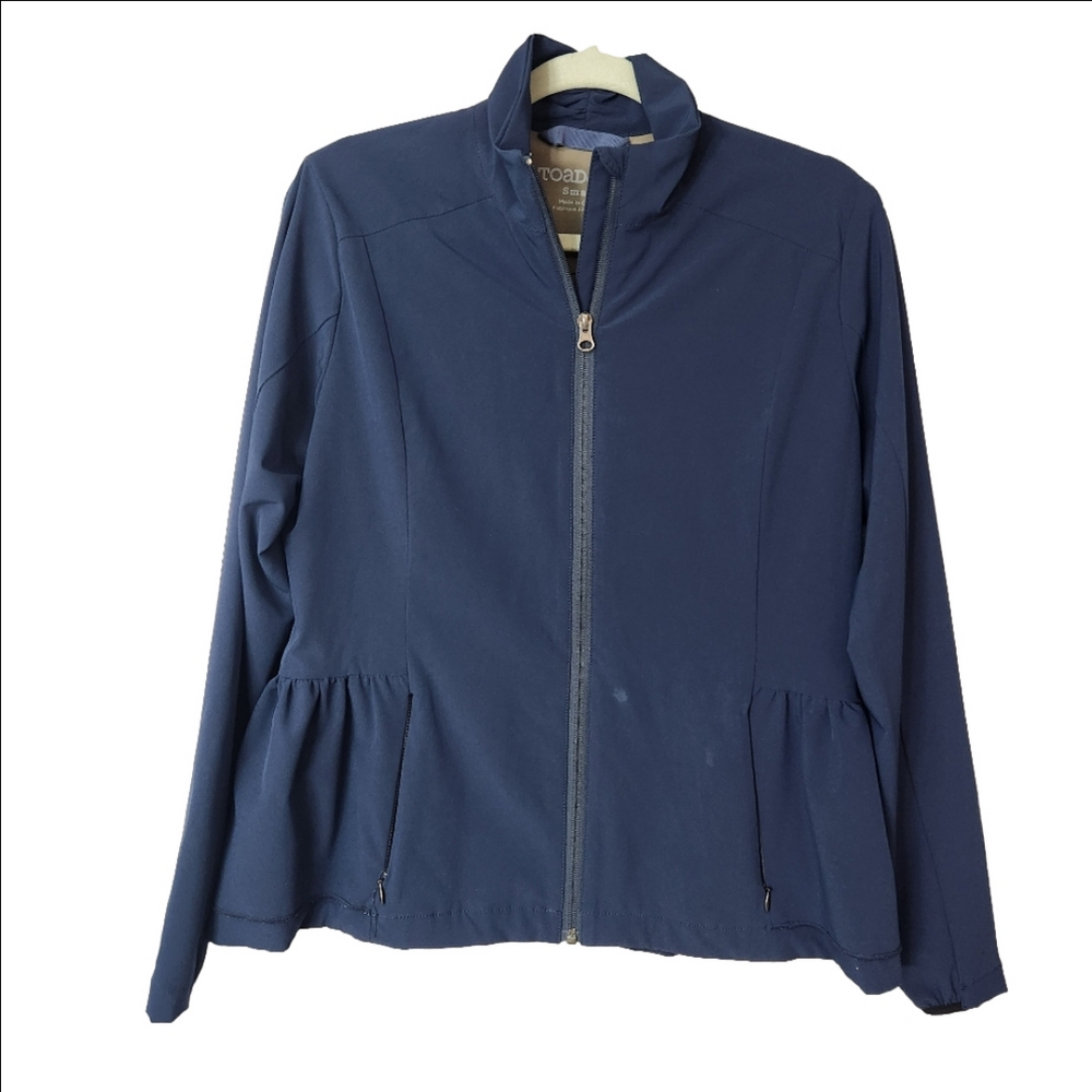 Toad&Co navy blue full zip jacket size Small recycled materials